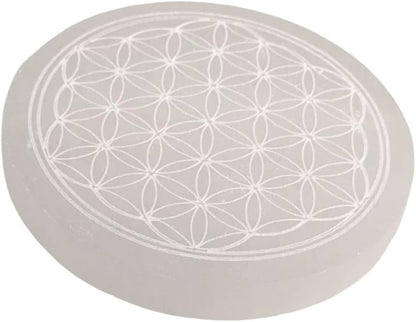 Plaque de rechargement sélénite Fleur de Vie 80MM