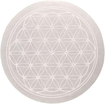 Plaque de rechargement sélénite Fleur de Vie 80MM