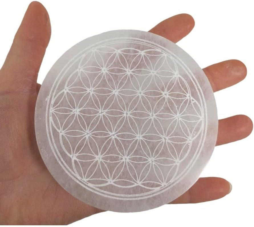 Plaque de rechargement sélénite Fleur de Vie 80MM